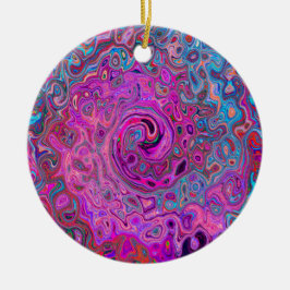 Ornamento De Cerâmica Rodovalho Abstrato púrpura, azul e vermelho