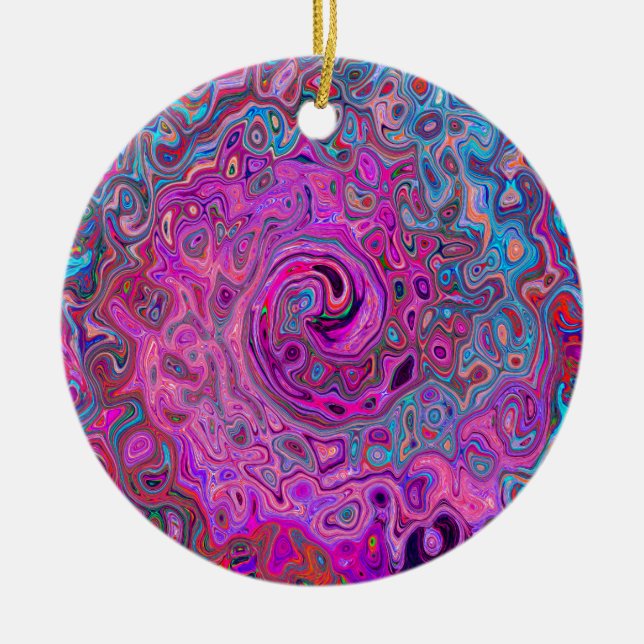 Ornamento De Cerâmica Rodovalho Abstrato púrpura, azul e vermelho (Frente)
