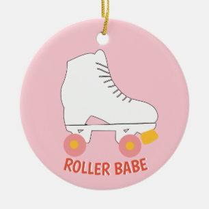 Ornamento De Cerâmica Roller Babe Roller Pink