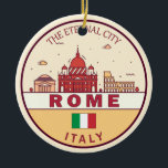 Ornamento De Cerâmica Roma Itália Cidade Skyline Emblem<br><div class="desc">Design de arte colorida e minimalista de Roma,  com monumentos e marcos da cidade de Itália.</div>