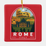 Ornamento De Cerâmica Roma Itália Viagem Retro Emblem<br><div class="desc">Design de arte vetorial de Colosseum de Roma. Roma situa-se na parte central-oeste da Península Italiana,  no Lácio,  ao longo das costas do Tibre.</div>