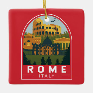 Ornamento De Cerâmica Roma Itália Viagem Retro Emblem