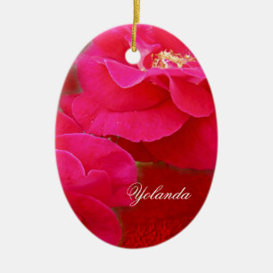 Ornamento De Cerâmica Romance e rosas vermelhas