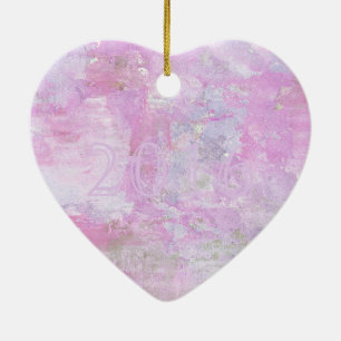Ornamento De Cerâmica Romântico Doce Feliz Ano Novo 2016 Rosa Suave