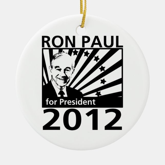 Ornamento De Cerâmica Ron Paul para o presidente 2012 (Frente)