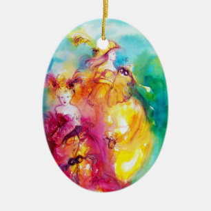 Ornamento De Cerâmica RONDO IN LAGOON/Bola de Mascarada Veneza