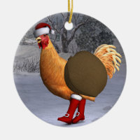 Rooster Laranja Funny Papai Noel