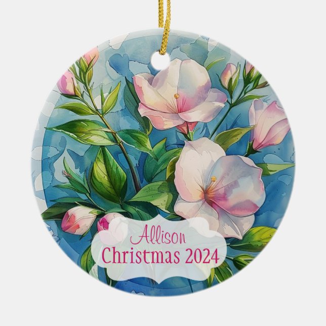 Ornamento De Cerâmica Rosa (Frente)