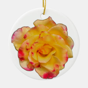 Ornamento De Cerâmica Rosa Amarela e Rosa
