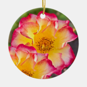 Ornamento De Cerâmica Rosa Amarela Rosa