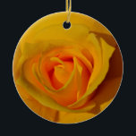 Ornamento De Cerâmica Rosa amarela, rosa laranja, rosa romântico<br><div class="desc">rosas amarelas - fotografia original de H Cooper personalizável e transferível</div>