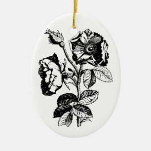 Ornamento De Cerâmica Rosa Antiga Preta Gótica