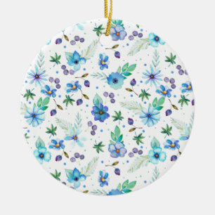 Ornamento De Cerâmica Rosa azul
