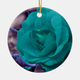 Ornamento De Cerâmica Rosa Azul Na Ornação Da Flor De Sangue