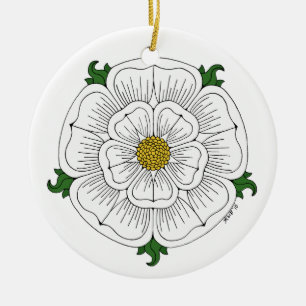 Ornamento De Cerâmica Rosa Branca de York