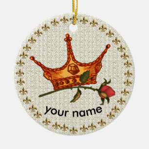 Ornamento De Cerâmica Rosa Crown Ornament