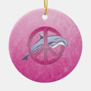 Ornamento De Cerâmica Rosa da paz do golfinho