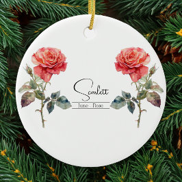 Ornamento De Cerâmica Rosa de junho do mês de nascimento