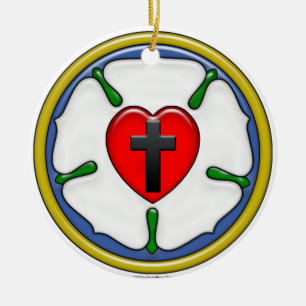 Ornamento De Cerâmica Rosa de Lutero com Relevo