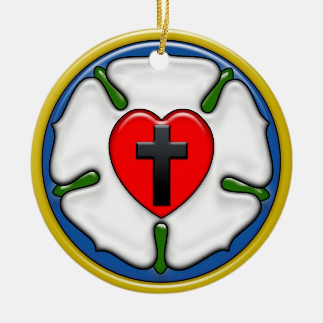 Ornamento De Cerâmica Rosa de Lutero com Relevo (Frente)