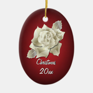 Ornamento De Cerâmica Rosa de prata da cor na obscuridade - o vermelho