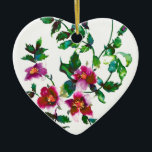 Ornamento De Cerâmica Rosa de Vintage<br><div class="desc">Uma pintura romântica rosa-rosa-rosa-d'água - elegância floral de verão-</div>