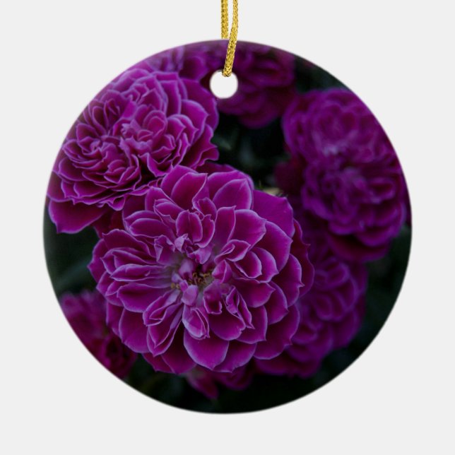 Ornamento De Cerâmica Rosa do roxo (Frente)