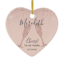 Rosa Dourado Blush 65º Aniversário Data do Coração