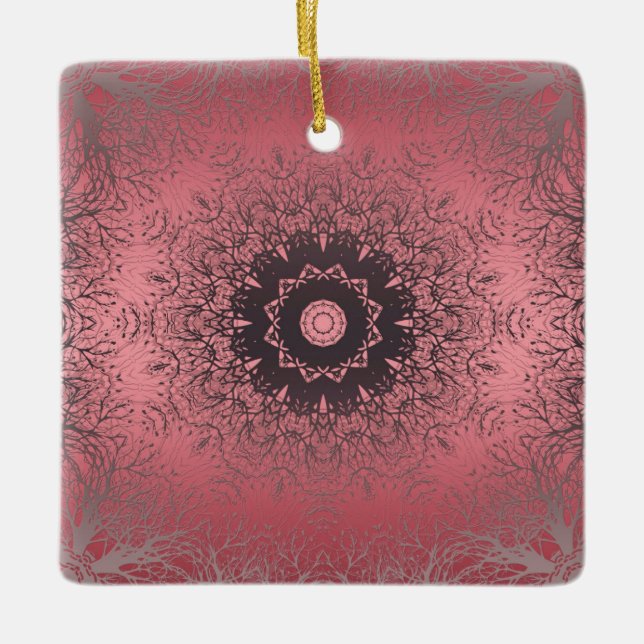 Ornamento De Cerâmica rosa e cinzas (Frente)
