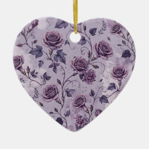 Ornamento De Cerâmica Rosa Lavanda Empoeirada Tons Sonhadores Florais