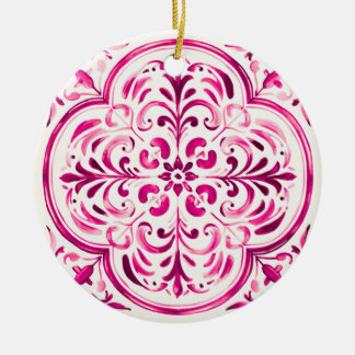 Ornamento De Cerâmica Rosa Majólica