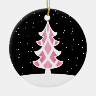 Ornamento De Cerâmica Rosa nevado do céu das fitas da árvore de Natal