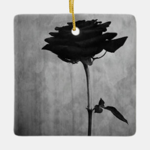 Ornamento De Cerâmica Rosa preto gótico