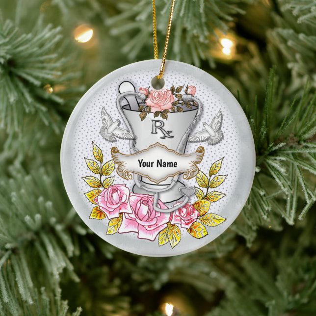 Ornamento De Cerâmica Rosa RX Mortar Pestel (Árvore)