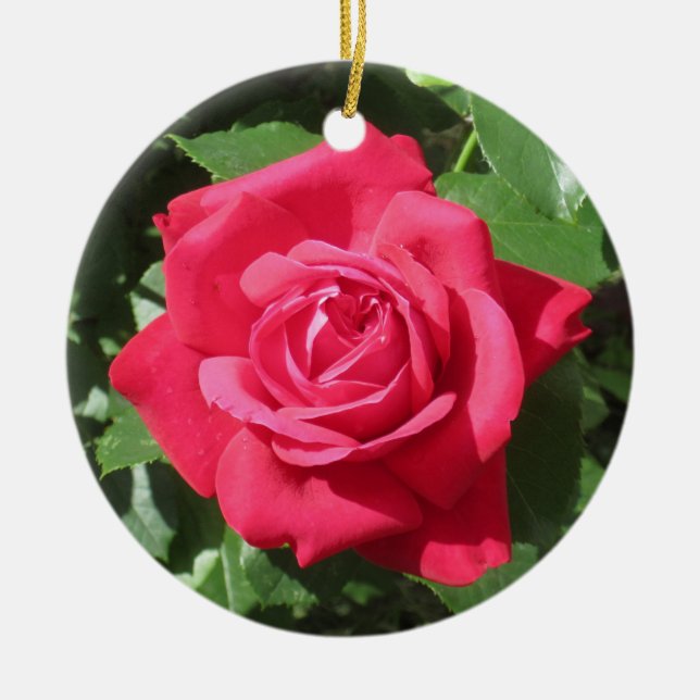 Ornamento De Cerâmica Rosa Vermelha (Frente)