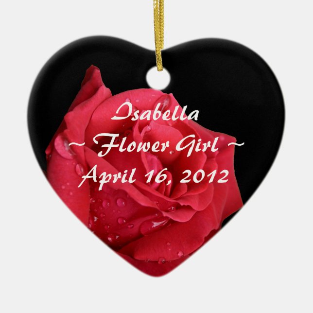 Ornamento De Cerâmica Rosa vermelha elegante florista personalizado (Frente)