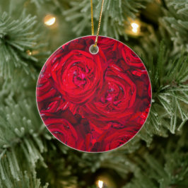 Ornamento De Cerâmica Rosa vermelha floresce com colírio - fotografia