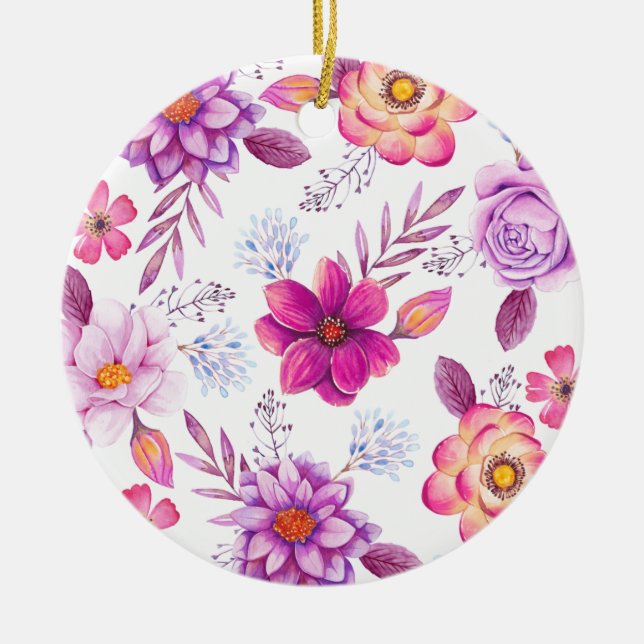 Ornamento De Cerâmica Rosa violeta (Frente)