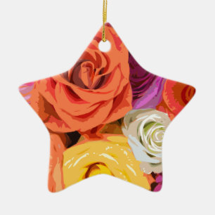 Ornamento De Cerâmica Rosas
