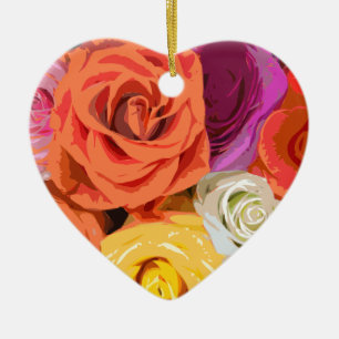 Ornamento De Cerâmica Rosas