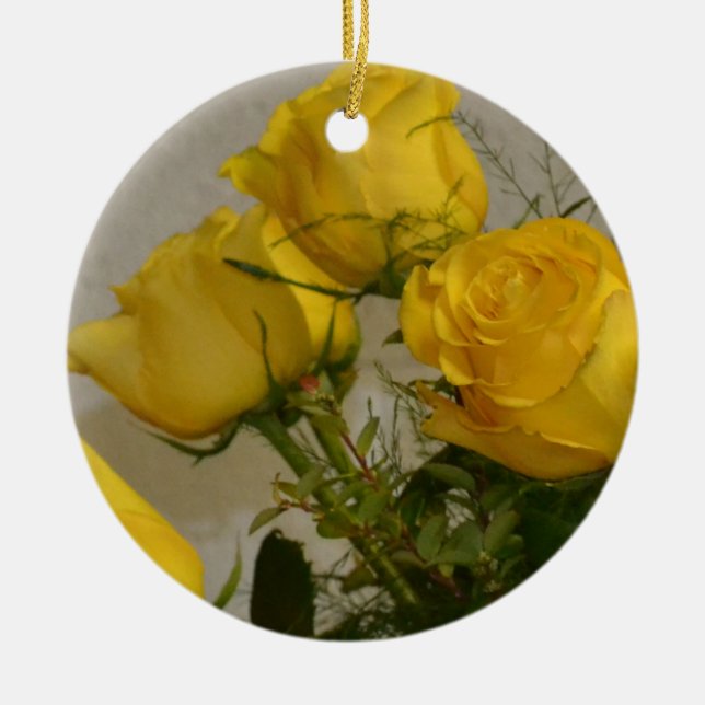 Ornamento De Cerâmica Rosas Amarelas (Frente)