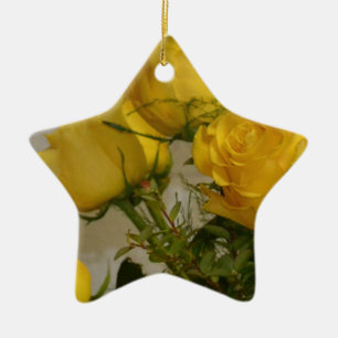 Ornamento De Cerâmica Rosas Amarelas