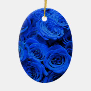Ornamento De Cerâmica Rosas azuis Elegantes flores azuis florais azuis
