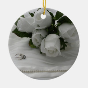 Ornamento De Cerâmica Rosas brancas