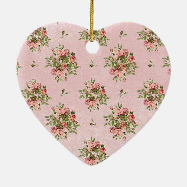 Ornamento De Cerâmica Rosas Chic (Verso)