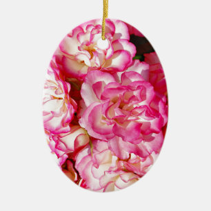 Ornamento De Cerâmica Rosas cor-de-rosa e brancas da primavera