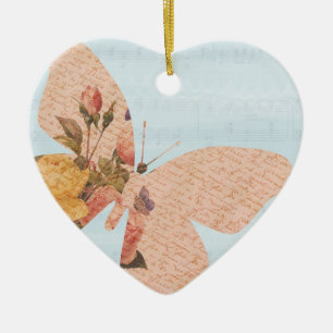 Ornamento De Cerâmica Rosas da borboleta