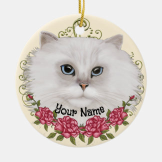 Ornamento De Cerâmica Rosas de Gato Persa