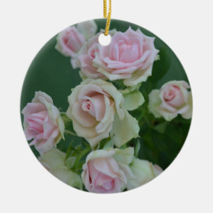 Ornamento De Cerâmica Rosas de jardim cor-de-rosa