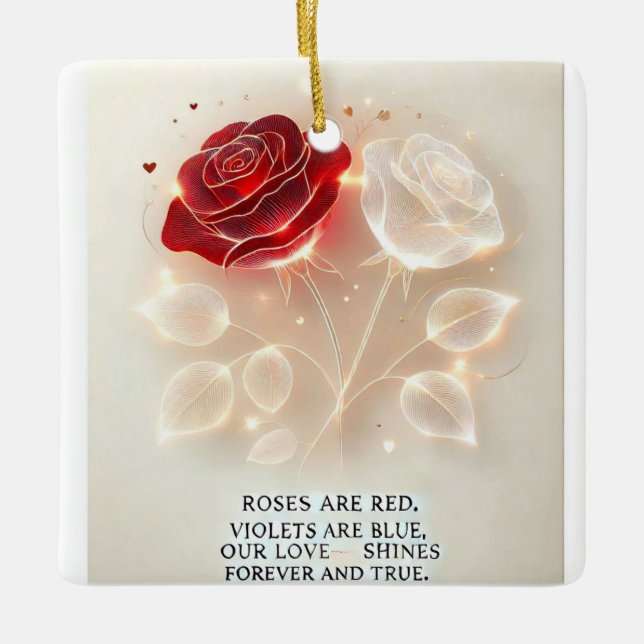 Ornamento De Cerâmica Rosas de Luz e Amor (Frente)